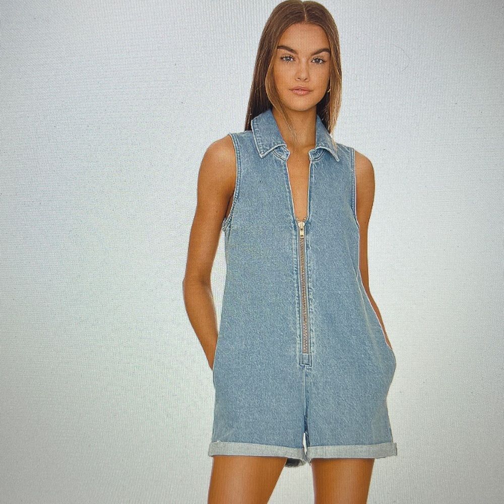 Show Me Your Mumu Reno Denim Romper in Blue Stream Size‎ XXL